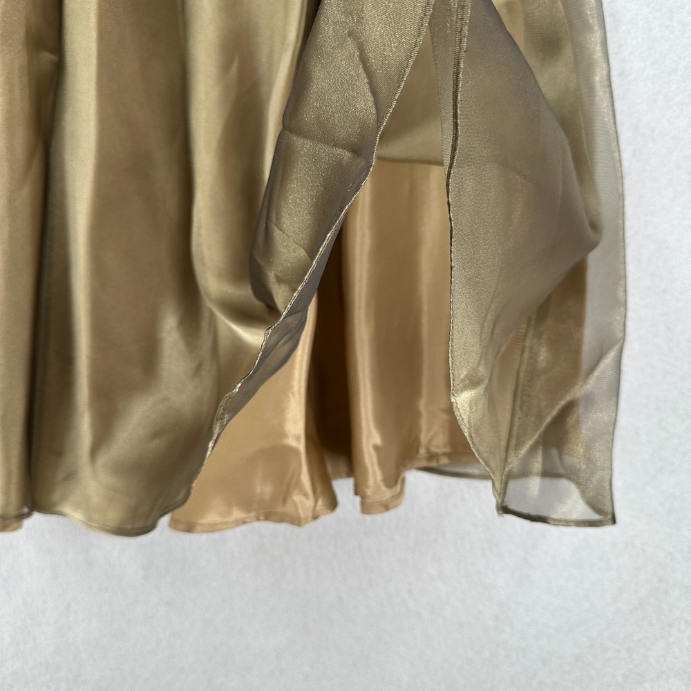 VTG Metallic Satin Tulle Maxi Skirt Gold‎ Champagne Sheen SMALL Christmas READ - Picture 4 of 10